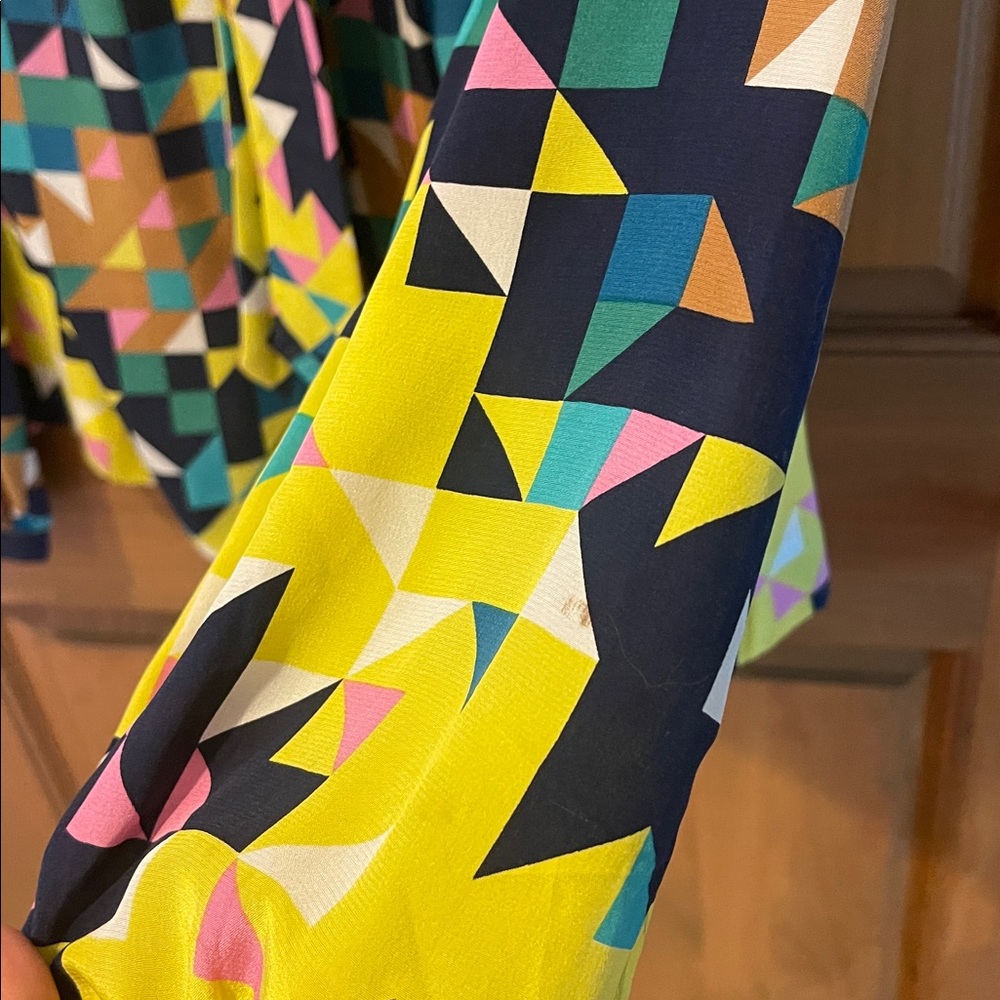 Tory Burch Multicolor Geometric Blouse with Bow - Picture 7 of 7